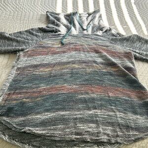 Lightweight multicolor pullover, big neck with drawstring, size 3